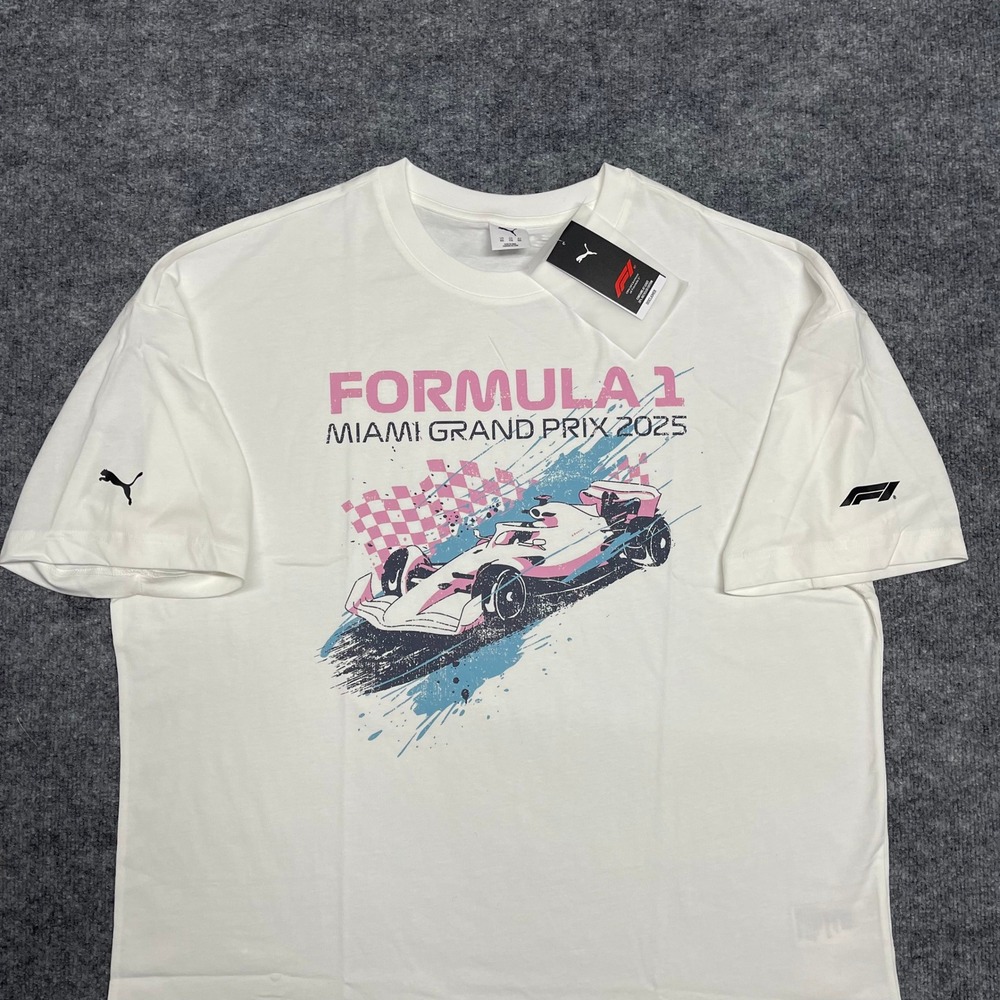 Formula 1 Shirt Mens White XXL 2XL Miami Grand Prix F1 x Puma Slpash Graphic Tee
